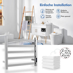 Coast elektrische handdoek warmer met 8 uur timer en oververhitting bescherming en waterdicht zilver