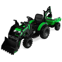 Coast Elektrische Tractor voor kinderen - 12V - Met afstandsbediening - Max. 30 kg - Groen