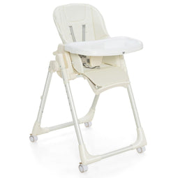 Coast Foldable Baby High stoel met 6 hoogten en verwijderbare lade & PU -kussen Beige