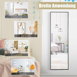 Coast hangende spiegel vol lichaamsniveau met frame 120 x 37 x 2 cm zwart