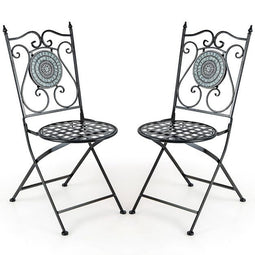 Coast Mozaïekstoelen - Set van 2 - Metaal - Tot. 150KG - 55 x 42 x 94 cm - Zwart