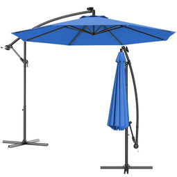 Coast Ø 300 cm LED -verkeerslichtparasol met zonneverlichting terrasscherm voor tuinblauw
