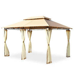 Coast Outdoor Pavilion met verwijderbare netwerkzijkantwand en daken 3,9 x 2,9 x 2,7 m bruin