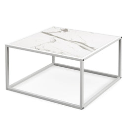 Coast Vierkante Salontafel - Imitatiemarmer - Metalen Frame - 70 x 70 x 40 cm - Wit