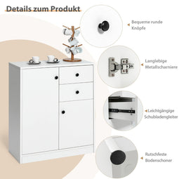 Coast vloerkast modern magazijn met 2 deuren 72 x 34 x 85,5 cm wit