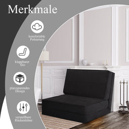 Coast vouwende bank drievoudige opvouwbare slaapbank met 5 rugleuning posities zwart