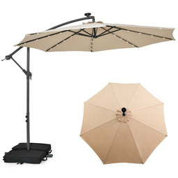 Coast Zweefparasol met zandzakken en LED verlichting - Ø300cm - Beige