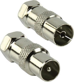 COAX naar F adapters. Set van 2 (mannelijk en vrouwelijk)