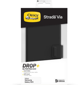 Otterbox Strada Via - Flip Cover - Schokbestendig Valbestendig Kaarthouder - Zwart (Galaxy S23)