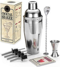 Cocktail Making Set, Cocktail Mixing Set, 750 ml Cocktail Shaker, Cocktail Mixer, RVS Cocktail Kit w/Strainer Jigger Pourer Bar Lepel, Cocktail Geschenken Set w/Recepten