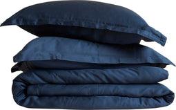 Coco & Cici - Tencel Sateen Dekbedovertrek 140 x 200 cm - 1 Persoons Beddengoed - Donker Blauw - Lyocell - Hypoallergeen & Extra Zacht - 1 Kussensloop (60x70)