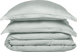 Coco & Cici - Tencel Sateen Dekbedovertrek 200 x 200 cm - 2 Persoons Beddengoed - Grijs Groen - Lyocell - Hypoallergeen & Extra Zacht - 2 Kussenslopen (60x70)