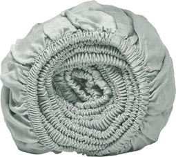 Coco & Cici - Tencel Sateen Hoeslaken Topper 180 x 200 x 5-8 cm - 2 Persoons Beddengoed - Lyocell - Elastiek Rondom - Grijs Groen - Extra Zacht