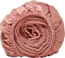 Coco & Cici - Tencel Sateen Hoeslaken Topper 180 x 210 x 15 cm - 2 Persoons Beddengoed - Lyocell - Elastiek Rondom - Terra Roze - Extra Zacht