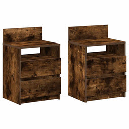 vidaXL - Nachtkastjes - 2 - st - met - 2 - lades - 40x33x60 - cm - gerookt - eikenkleurig