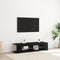 vidaXL - TV-kast - met - LED-verlichting - - - Zwart - Eiken - - - 135x39x30cm - - - Bewerkt - Hout