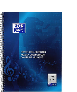 Collegeblok Oxford muziek A4+ 4-gaats 50vel blauw | 10 stuks