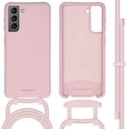 Color Backcover met afneembaar koord voor de Samsung Galaxy S21- Roze