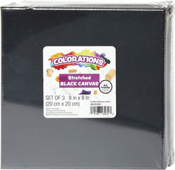 Colorations Canvas Zwart 20x20cm, Set van 3