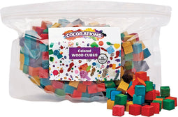 Colorations - Gekleurde Houten Kubus Blokjes, 196st.