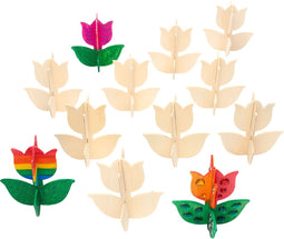 Colorations - Maak en Versier je eigen Houten Tulp, Set van 12