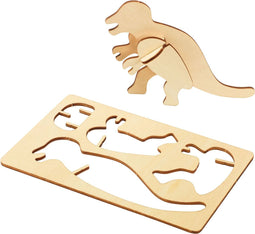 Colorations - Maak en Versier je Houten 3D Puzzel Dinosaurus, Set van 4