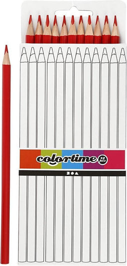 Colortime Kleurpotloden 3 Mm Vulling 17 Cm Rood 12 Stuks