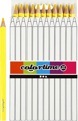 Colortime Kleurpotloden, vulling: 5 mm, geel, Jumbo, 12 stuks