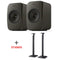 Combi Deal LSX II LT+ S1 Floor Stands + C-Link interspeakerkabel 8 M - Zwart