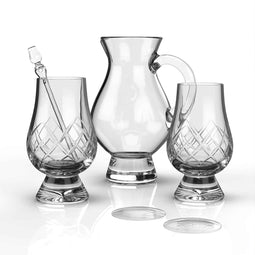 Combinatieset van 2 Cut whiskyglazen 1 Waterkaraf 2 Kijkglazen en Pipette - Glencairn Crystal Scotland