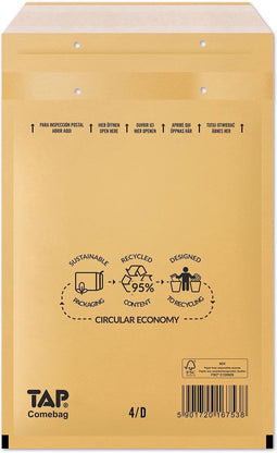 Comebag luchtkussenenveloppen, ft 180 x 265 mm, met stripsluiting, bruin, doos van 100 stuks