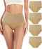 Comfortabel Damesondergoed met Hoge Taille - Zachte Katoenmix, Ademend Multipack van 4 - XL