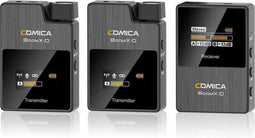 Comica BoomX-D D2 draadloze microfoon-set met 2 zenders en ontvanger — Geschikt voor o.a. Canon, Nikon, Fujifilm, Sony, Panasonic camera en smartphone — Plug & Play interview microfoon — Draadloos bereik tot 50 meter — Complete set — Zwart
