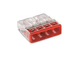 COMPACT-LASKLEM - VOOR MASSIEVE GELEIDERS - MAX. 2.5 mm² - 4-DRAADS - BEHUIZINGSKLEUR TRANSPARANT - KLEUR AFDEKKING ROOD