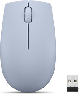 Compacte draadloze Lenovo 300-muis (Frost Blue) met batterij