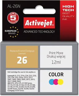 Compatibele inktcartridge Activejet AL-26N Cyaan/Magenta/Geel