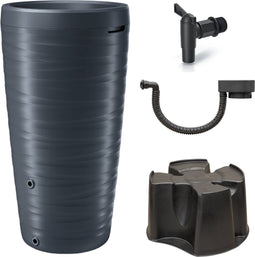 Complete set Vaze - Regenton - 2-in-1 - 240 liter - Antraciet - Plantenbak - Bewatering - Tuinieren - Tuin - Moestuin