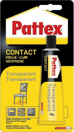 Contactlijm Pattex transparant tube 50gram op blister | 12 stuks