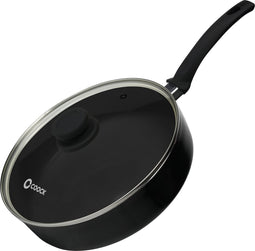 COOCK Hapjespan Inductie - 3100ml - Speciale Anti-Aanbak Coating - Ergonomische Koudgrepen - Gerecycled Aluminium - Zwart - Inclusief E-book