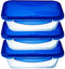 Cook & Go Rechthoekige Schaal Met Deksel - Set van 3 Stuks - Blauw - Pyrex