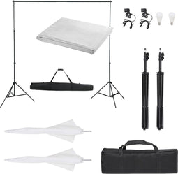 vidaXL - Fotostudioset - met - verlichtingsset - en - achtergrond