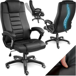 tectake® Bureaustoel - Luxe directiestoel - Ergonomisch - Zwart