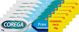 Corega Free Kleefcrème voor de gebitsprothese voor sterke hechting de hele dag lang, 6 x 70 g