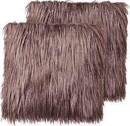 COROKIA - Sierkussen set van 2 - Bruin - Kunstbont