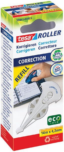 Correctierollervulling Tesa ecoLogo 4.2mmx14m in hangdoosje | 5 stuks