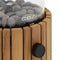 Cosiscoop Timber Round Gaslantaarn - Unieke sfeermaker - Voor binnen en buiten - Inclusief glas en kiezelstenen