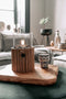 Cosiscoop Timber Round Gaslantaarn - Unieke sfeermaker - Voor binnen en buiten - Inclusief glas en kiezelstenen