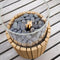 Cosiscoop Timber Round Gaslantaarn - Unieke sfeermaker - Voor binnen en buiten - Inclusief glas en kiezelstenen
