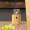 Cosiscoop Timber Round Gaslantaarn - Unieke sfeermaker - Voor binnen en buiten - Inclusief glas en kiezelstenen