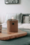 Cosiscoop Timber Round Gaslantaarn - Unieke sfeermaker - Voor binnen en buiten - Inclusief glas en kiezelstenen